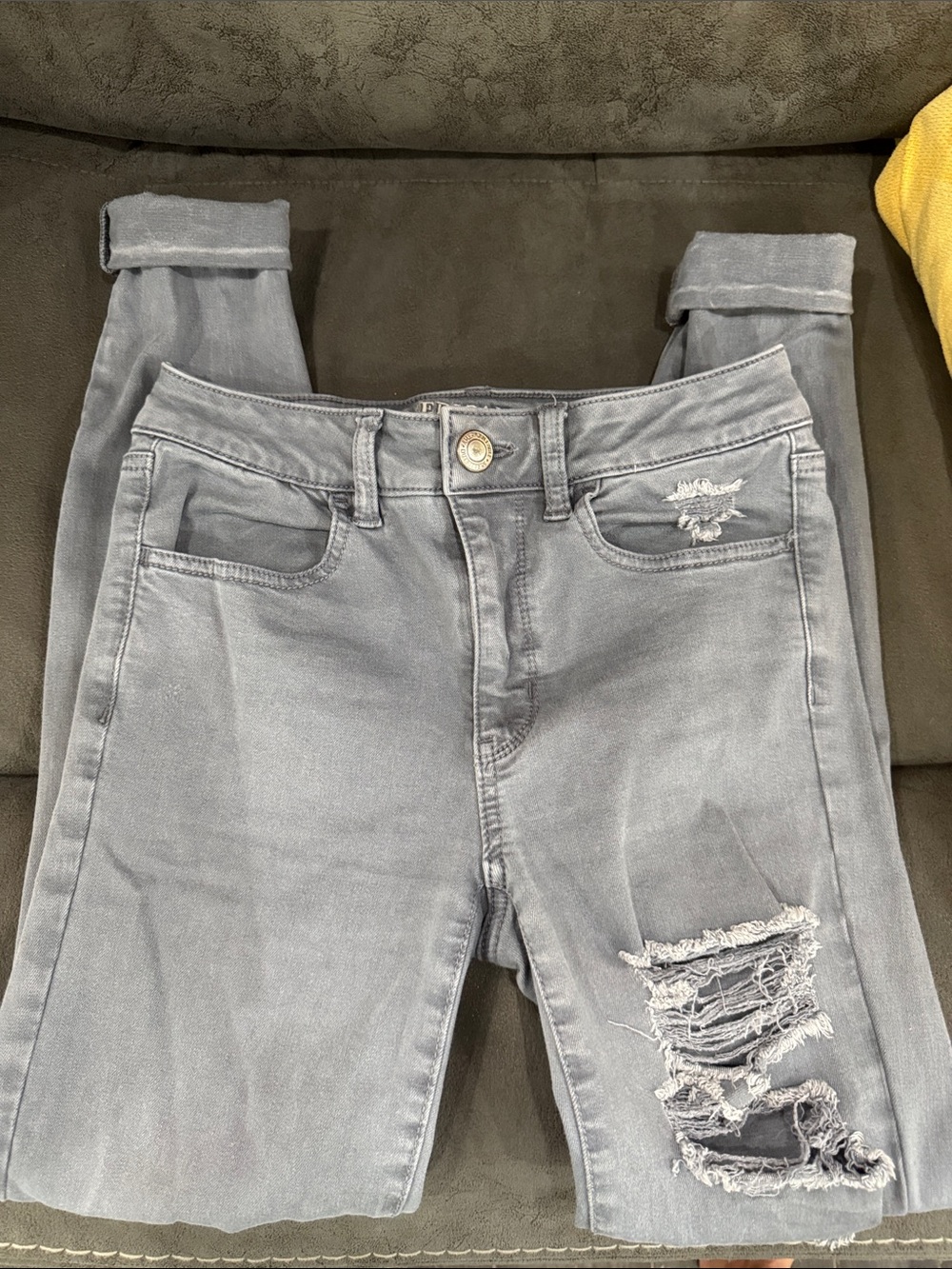 American Eagle Outfitters Grey Distressed Jeggings